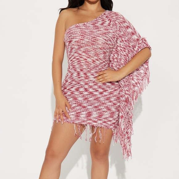 One-Shoulder Crochet Fringe Dress Size XL - Picture 2 of 2